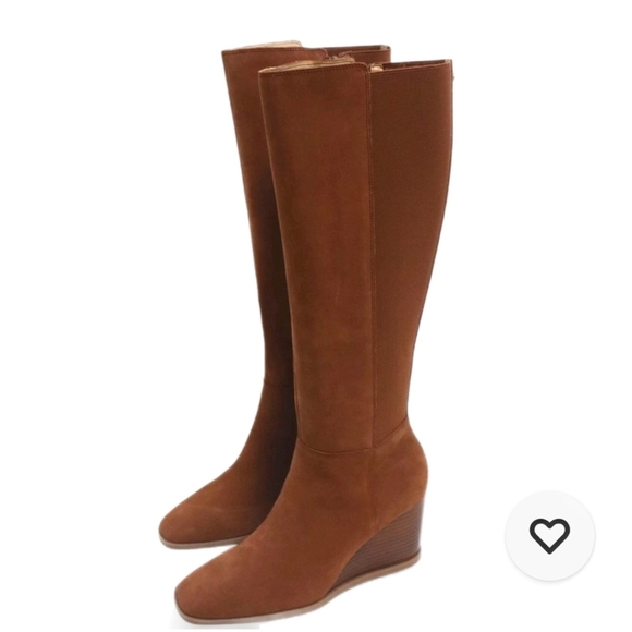 NYDJ Shoes - NYDJ Jessica Knee-High Wedge Boots Cognac Women’s NWOB Size 9.5